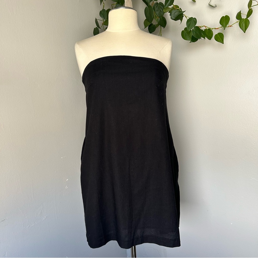 Strapless Linen Blend Dress